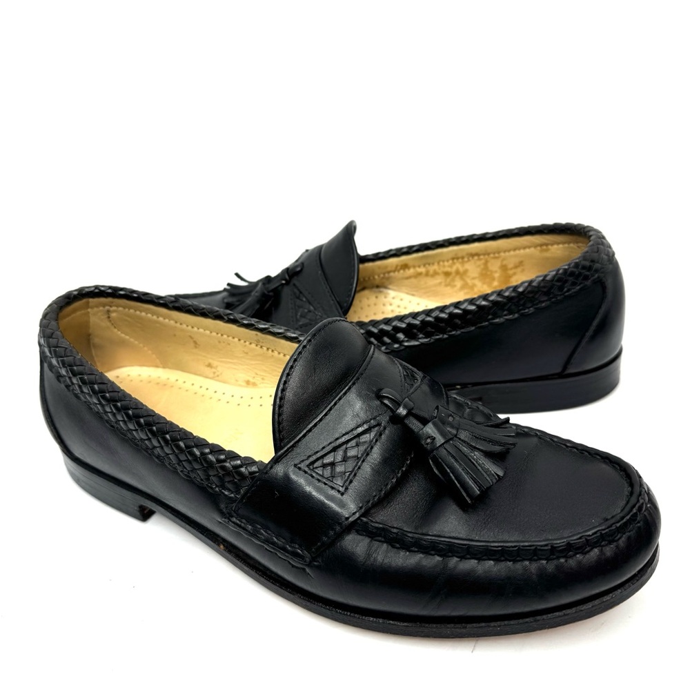 Allen Edmonds Maxfield Tassel Loafers Black Leather Braided Men’s 9.5 D